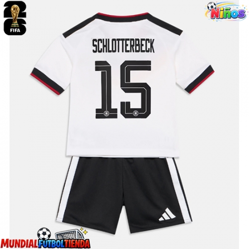 Camiseta Alemania Nico Schlotterbeck #15 Primera Equipación Replica Mundial 2026 para niños mangas cortas (+ Pantalones cortos)